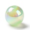 UV Plating Rainbow Iridescent Acrylic Beads, with Glitter Powder, Round, Pale Green, 15mm, Hole: 3.2mm