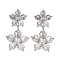 Rack Plating Flower Brass Stud Earrings, with Clear Cubic Zirconia, Cadmium Free & Lead Free, Long-Lasting Plated, Platinum, 21.5x12mm