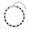 Simple Fashion Round Stainless Steel Beaded Bracelets for Women, Stainless Steel Color & Black, 7-1/8 inch(18cm), Round: 4mm