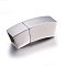 Tarnish Resistant 304 Stainless Steel Magnetic Clasps with Glue-in Ends, Curved Rectangle, Stainless Steel Color, 29x10x10mm, Hole: 8x8mm