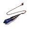 Natural Lapis Lazuli Pointed Dowsing Pendulum Big Pendants, Lead Free & Cadmium Free, with Red Copper Tone Brass Findings, Hexagonal Cone, 265mm, Hole: 2mm