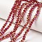 Electroplate Transparent Glass Beads Strands, Full Rainbow Plated, Faceted, Rondelle, Dark Red, 6x5mm, Hole: 1mm, about 85~88pcs/strand, 16.1~16.5 inch(41~42cm)