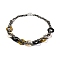 Spray Painted Disc Freshwater Shell & Acrylic Beaed Bib Necklaces, Black, 32.28 inch(82~82.5cm), 40mm