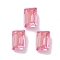 Glass Rhinestone Cabochons, Point Back & Back Plated, Faceted, Rectangle, Fuchsia, 6x4x2.5mm