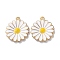 Alloy Enamel Pendants, Golden, Flower Charm, White, 21x18.5x2mm, Hole: 1.4mm