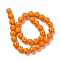 Handmade Lampwork Beads Strands, Round with Flower Pattern, Dark Orange, 12mm, Hole: 1.2~1.6mm, about 33pcs/strand, 14.96''(38cm)