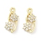 Brass Micro Pave Clear Cubic Zirconia Pendants, Flower, Real 18K Gold Plated, 18.5x8x3mm, Hole: 1.2mm