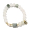 Round Natural Quartz Beaded Stretch Bracelets, Faceted Column Jade & Pearl Bracelets for Women, Real 14K Gold Plated, Inner Diameter: 2-7/8 inch(7.2cm)