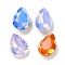 K9 GLass Rhinestone Cabochons, Faceted, Pointed Back & Back Plated, Teardrop, Mixed Color, 14x10x5.5mm