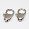 Tarnish Resistant Heart 304 Stainless Steel Lobster Claw Clasps, Stainless Steel Color, 20x11x5mm, Hole: 1.5mm