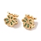 Brass Micro Pave Cubic Zirconia Beads, Flower, Golden, Green, 10.5x10.5mm, Hole: 3mm