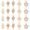 BENECREAT 20Pcs 5 Style Brass Micro Pave Cubic Zirconia Links, Long-Lasting Plated, Flat Round & Star & Teardrop & Heart, Cadmium Free & Nickel Free & Lead Free, Real 18K Gold Plated, 4~10x4~8x2~4mm, Hole: 0.9~1.2mm, 4pcs/style