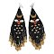 Bohemia Woven Glass Seed Bead Dangle Earrings, Tassel Chandelier Iron Earrings for Women, Butterfly, Colorful, 155mm, Pendant: 138x43mm