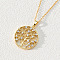 18K Gold Plated Tree of Life Pendant Necklace with CZ Stones Circle Cutout, Clear, size 4