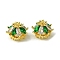 Brass Micro Pave Cubic Zirconia Charms, Half Round, Real 18K Gold Plated, 11.5x15.5x15mm, Hole: 1.2mm