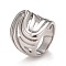 Non-Tarnish 304 Stainless Steel Wave Chunky Ring, Hollow Ring for Men Women, Stainless Steel Color, US Size 6 1/4(16.7mm)~US Size 9(18.9mm)