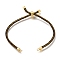 Braided Cotton Cord Slider Bracelet Making, with Rack Plating Brass Findings, Real 18K Gold Plated, Coconut Brown, 8-5/8x1/8 inch(22x0.3cm), Hole: 2mm