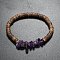 Natural Amethyst Chips & Coconut Disc Beaded Stretch Bracelets, Inner Diameter: 2-1/8 inch(5.5cm)