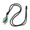 Natural Green Aventurine Conical Pendulum Pendant Necklace with Nylon Cord for Women NJEW-B106-01C-2