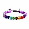 Chakra Theme Natural & Synthetic Mixed Stones Braided Bracelets QD1254-6-1