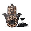 Hamsa Hand Wooden Crystal Sphere Display Stands AJEW-G047-01C-6