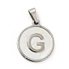 304 Stainless Steel with White Shell Pendants STAS-G268-01G-P-2