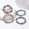 Natural Coconut & Stone Beaded Stretch Bracelet for Women BJEW-JB07546-2