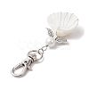 4Pcs 4 Styles Angel Alloy & Wire Wrapped Natural Shell Pendant Decorations HJEW-JM02017-5