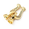 Rack Plating Brass Micro Pave Clear Cubic Zirconia Fold Over Clasps KK-E034-28G-2
