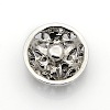 Antique Silver Zinc Alloy Rhinestone Flat Round Hollow Jewelry Snap Buttons SNAP-L002-15B-NR-2