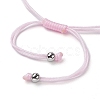 Curved Rectangle Natural Rose Quartz Adjustable Nylon Cord Braided Bead Bracelets for Women Men BJEW-JB10280-01-3