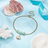 Natural Geen Aventurine Chips Beaded & Shell Charms Double Layer Multi-strand Bracelet AJEW-AN00511-02-4