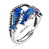 Double Lucky Koi Fish with Lotus Rhodium Plated 925 Sterling Silver Adjustable Ring with Eanmel for Women JR928A-3