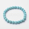 Round Synthetic Turquoise Stretch Bracelets BJEW-O118-01-1