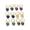 Cubic Zirconia Heart Padlock Dangle Hoop Earrings KK-E060-01G-1