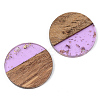 Transparent Resin & Walnut Wood Pendants RESI-S389-025A-B01-2