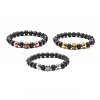 Natural Lava Rock Round Beads Essential Oil Anxiety Aromatherapy Bracelets X1-BJEW-JB06921-1