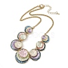 Summer Beach Alloy Colorful Enamel Multi Layer Flat Round Bib Necklaces NJEW-B113-04-3