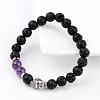 Natural Lava Rock Bead Stretch Bracelets BJEW-JB02273-03-1