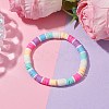 Rainbow Color Disc Handmade Polymer Clay Beaded Stretch Kid Bracelets for Girls BJEW-JB10351-01-2