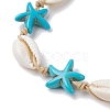 Natural Shell & Synthetic Turquoise Braided Bead Anklets AJEW-AN00562-04-3