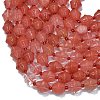 Synthetic Cherry Quartz Glass Beads Strands G-K389-D19-01-3