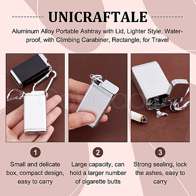 Unicraftale 2Pcs 2 Colors Aluminum Alloy Portable Ashtray with Lid AJEW-UN0001-29-1