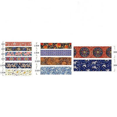 12 Rolls Chinese Style Floral Paper Decorative Paper Tapes Set STIC-H002-02E-1