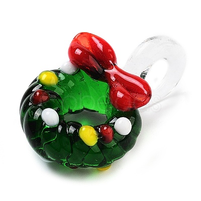 Colorful Transparent Handmade Lampwork Pendants for Christmas LAMP-A004-01A-1