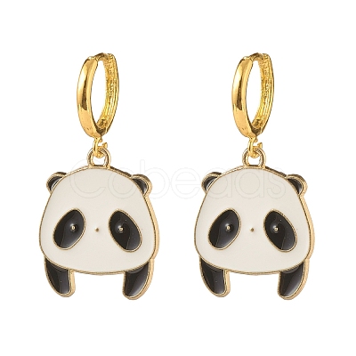 Alloy Enamel Panda Dangle Hoop Earrings for Women EJEW-JE04774-1