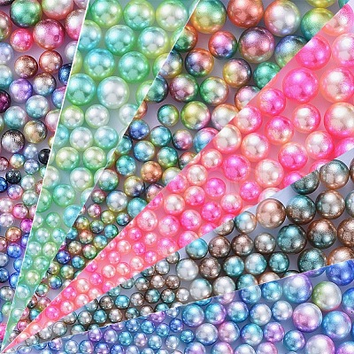 Rainbow Acrylic Imitation Pearl Beads OACR-YW0001-05-1