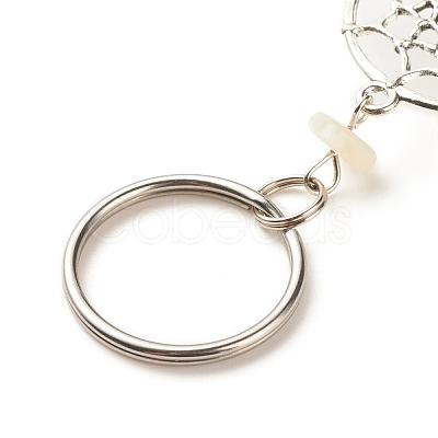 Alloy Findings with Natural White Moonstone Beads and Natural Howlite Beads Keychain KEYC-JKC00119-05-1