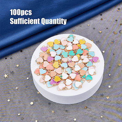 HOBBIESAY 100Pcs 10 Colors Alloy Enamel Charms ENAM-HY0001-07-1