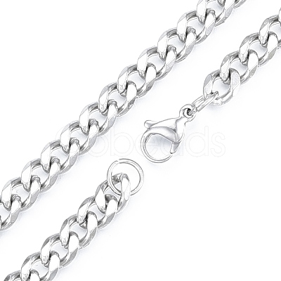 Non-Tarnish Men's 201 Stainless Steel Cuban Link Chain Necklace NJEW-N050-A06-7-45P-1